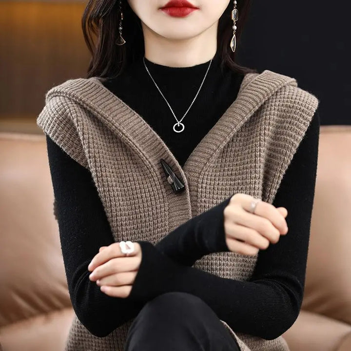 Waffle-Knit Hooded Vest