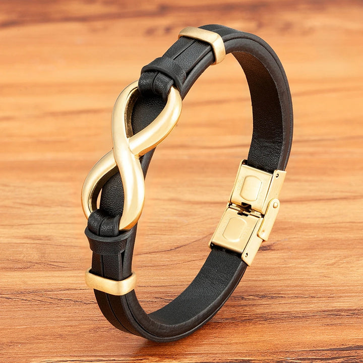 Infinity Link Leather Cuff