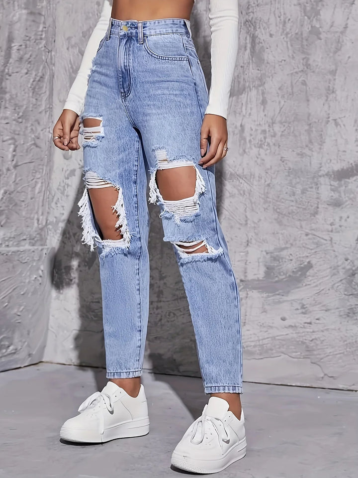 Rebel Distressed High-Rise Jean
