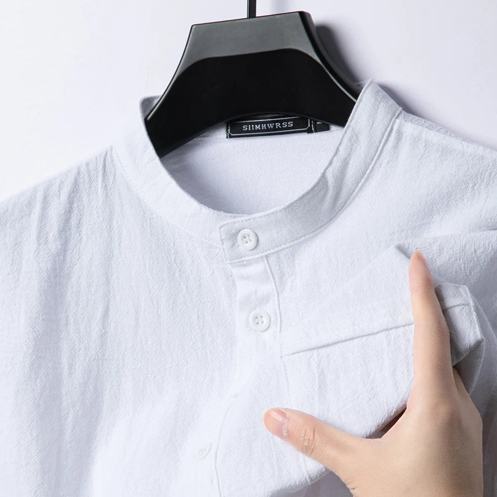 Castell Linen Mandarin Shirt
