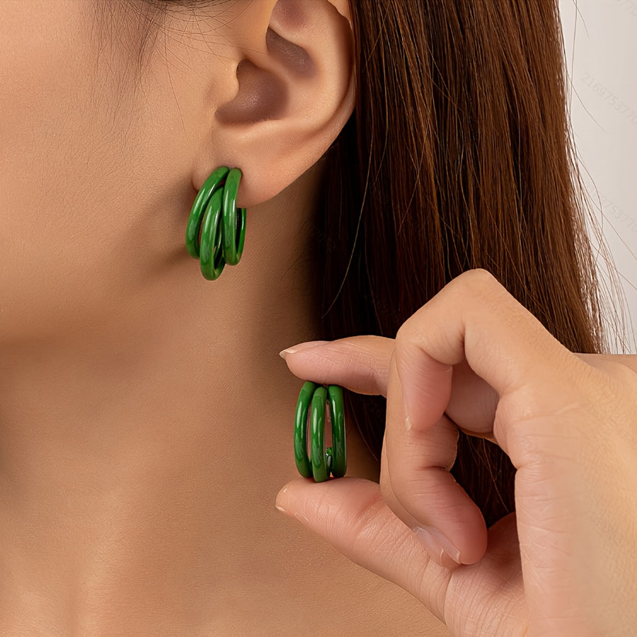 Trinity Stacked Hoop Earrings