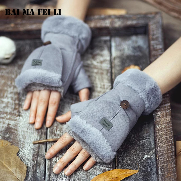 Vail Suede Flip-Top Mittens