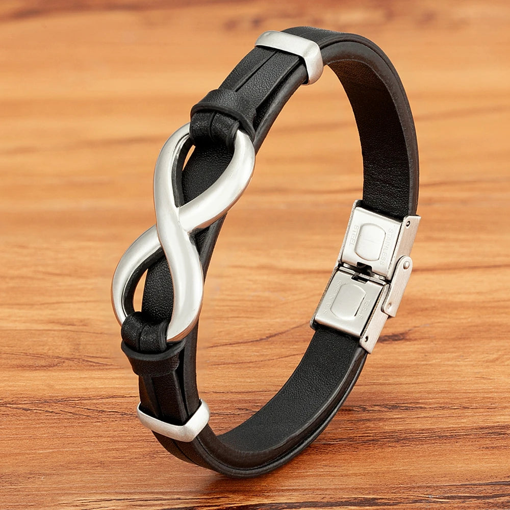 Infinity Link Leather Cuff