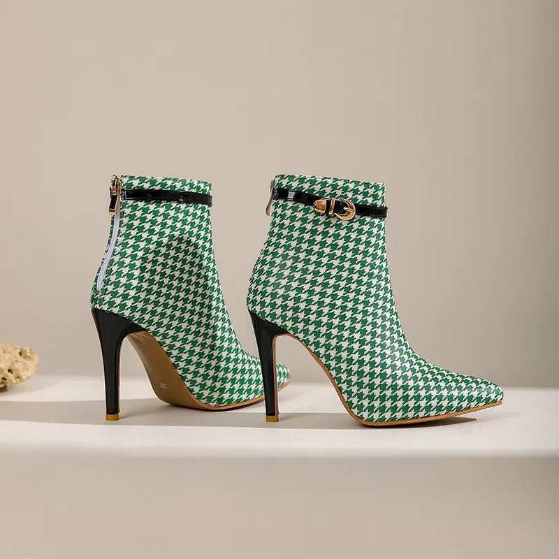 Houndstooth Stiletto Boot