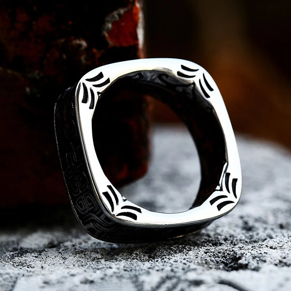 Rune Square Band Ring