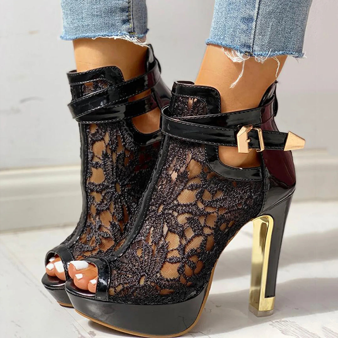 Monroe Mesh Bloom Heels
