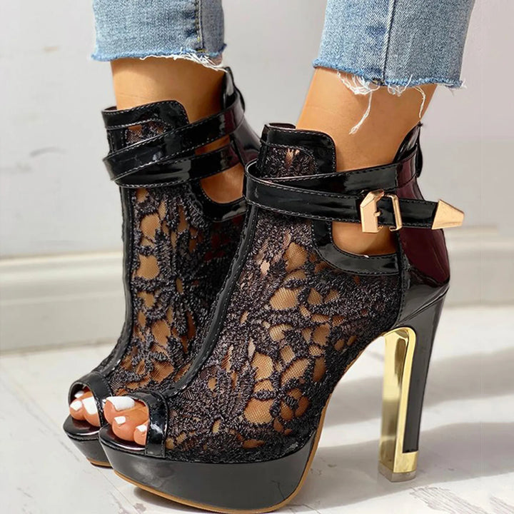 Monroe Mesh Bloom Heels