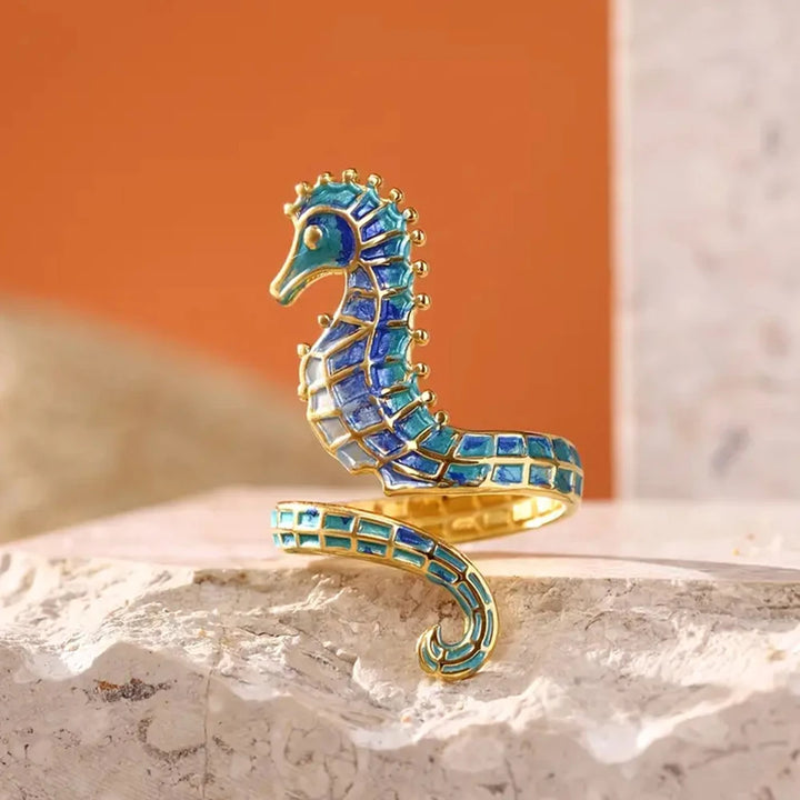 Iridescent Seahorse Wrap Ring