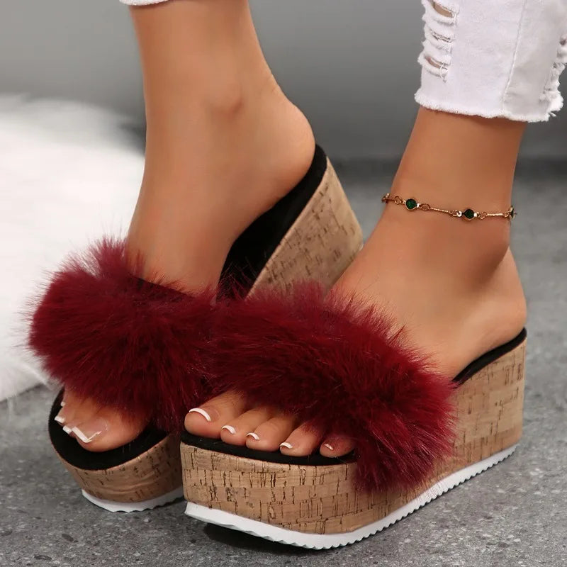 Maison Fuzzy Wedge Sandal