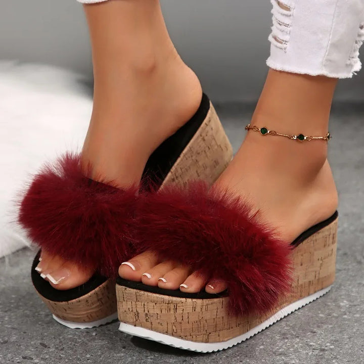 Maison Fuzzy Wedge Sandal