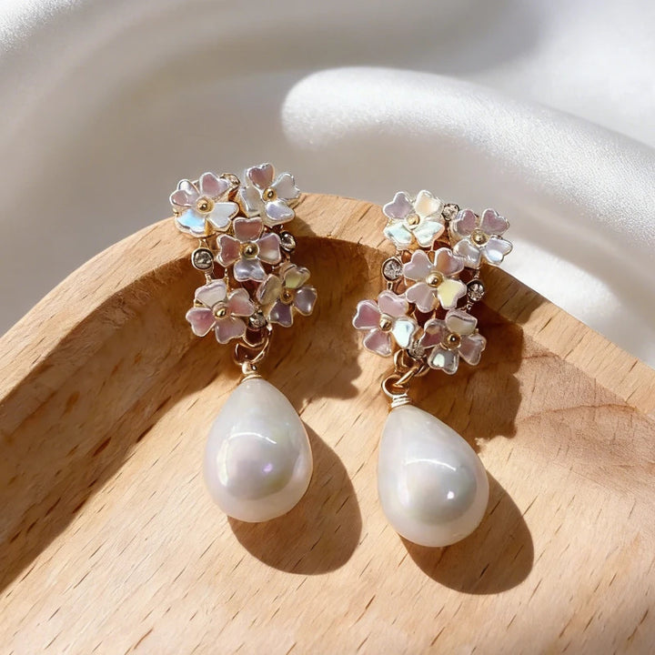 Pearl & Petal Drop Earrings