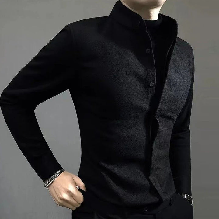 Mandarin Collar Button-Up