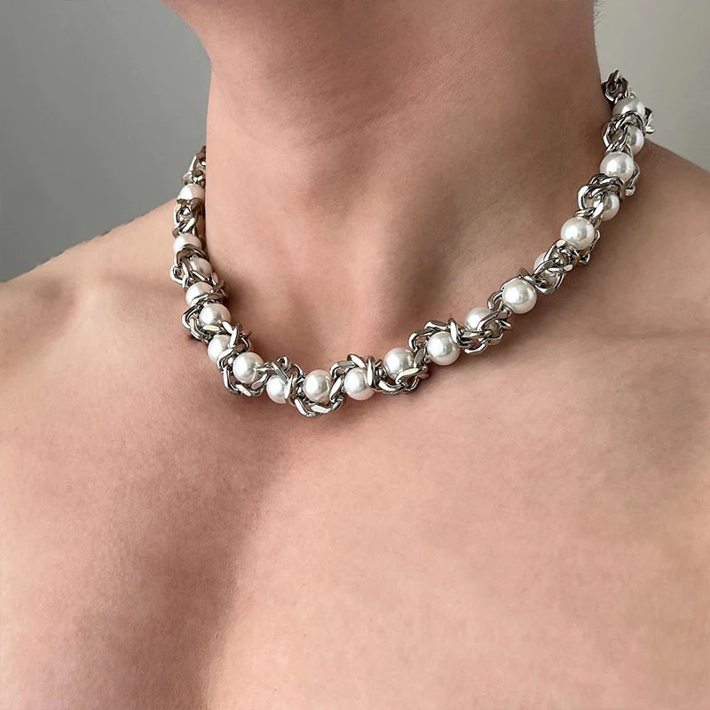 Sterling Pearl Chain Necklace