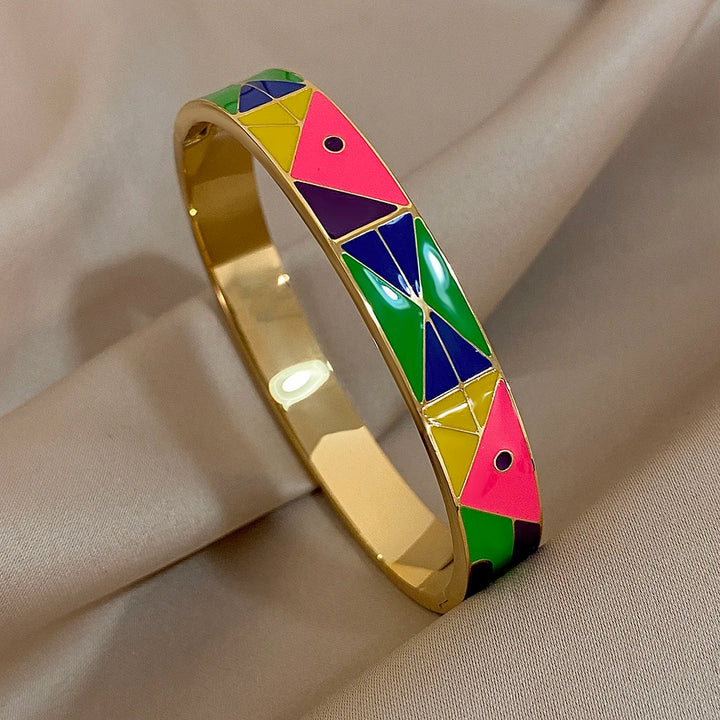 Mosaic Abstract Enamel Bangle