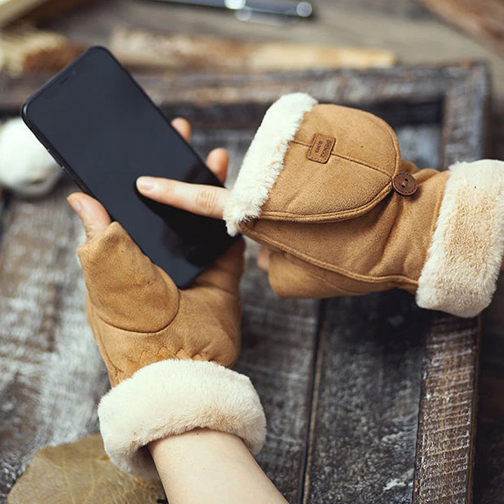 Vail Suede Flip-Top Mittens