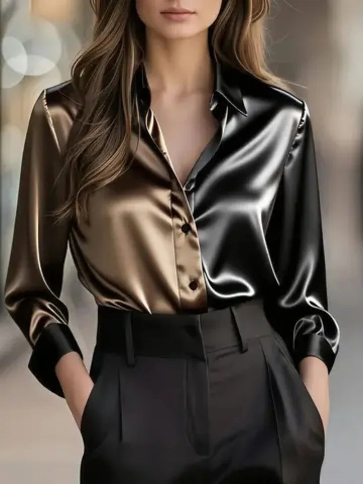 Seren Dual-Tone Satin Blouse
