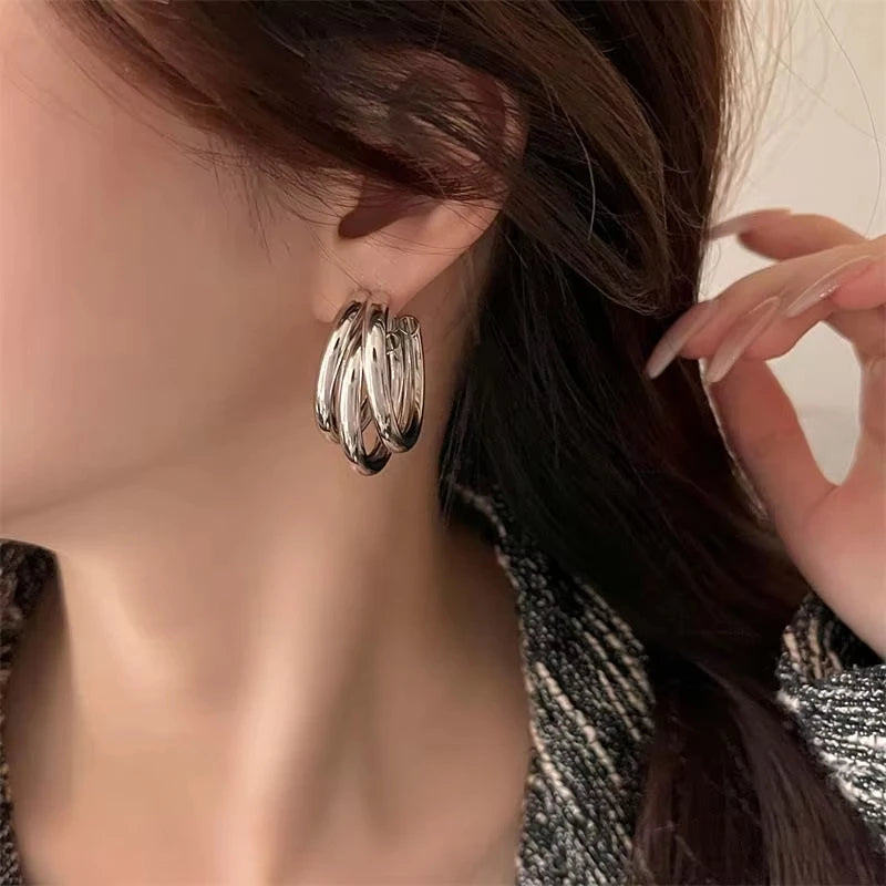 Trinity Stacked Hoop Earrings