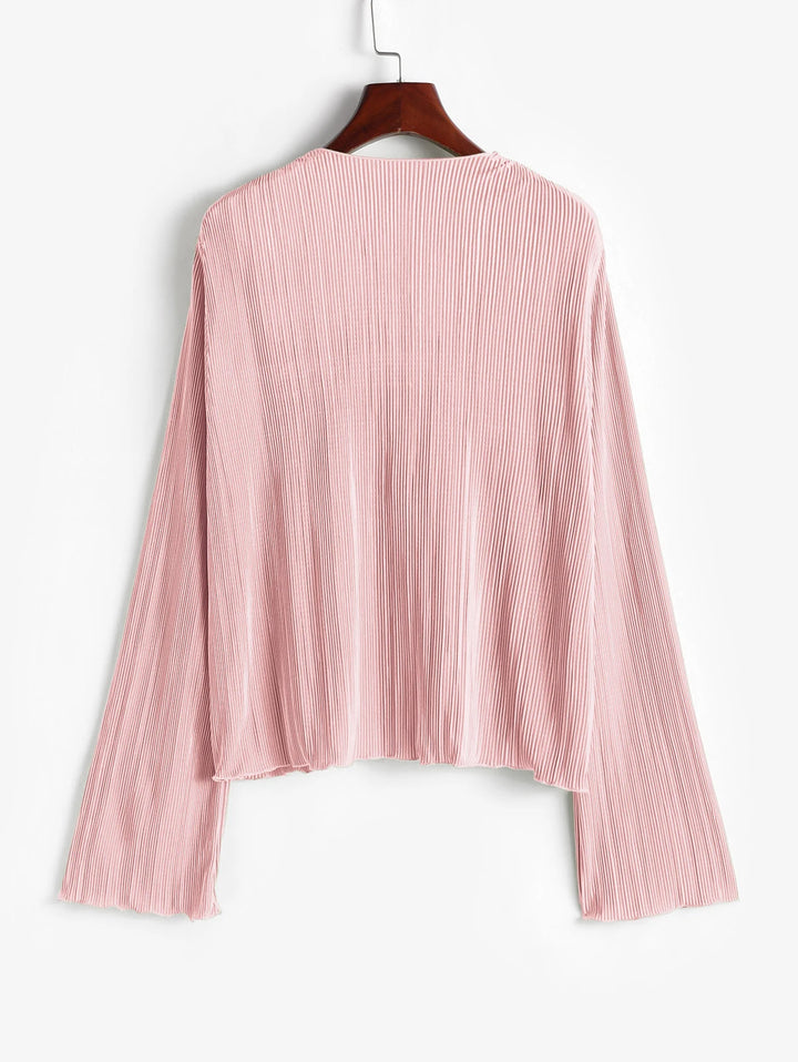 Pleated Tie-Front Blouse
