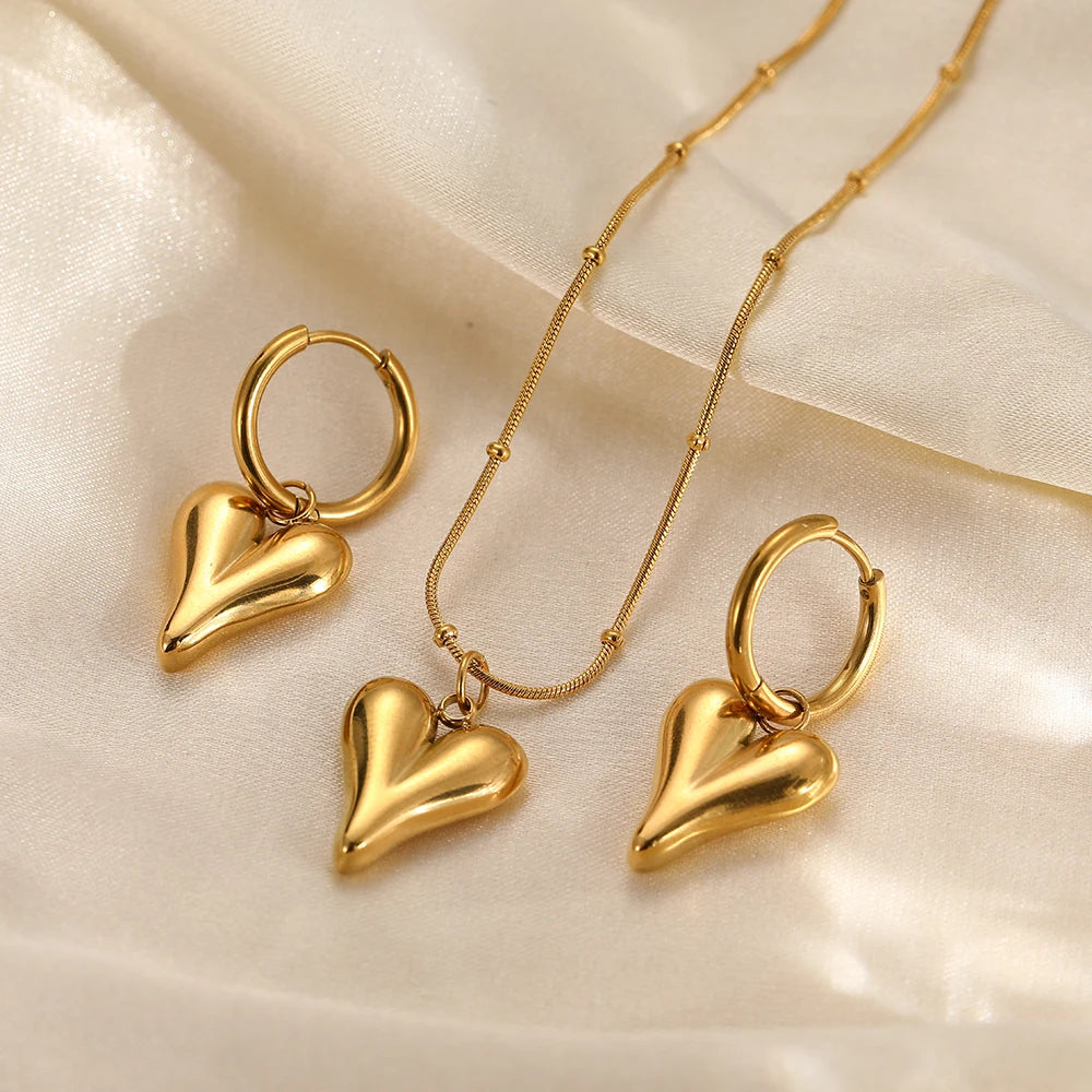 Puffed Heart Jewelry Set