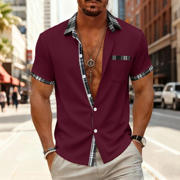 Milan Plaid Trim Button-Up