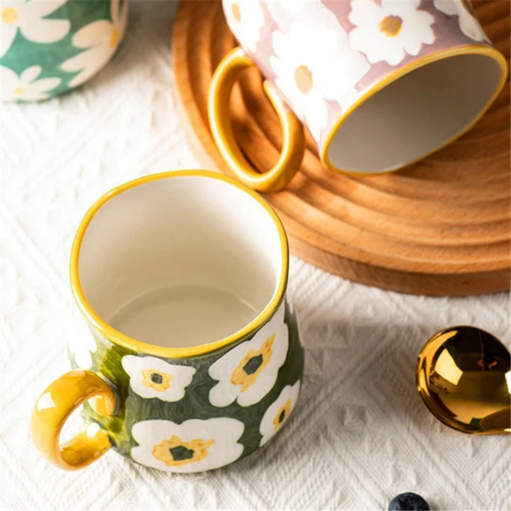 Daisy Glazed Ceramic Mug