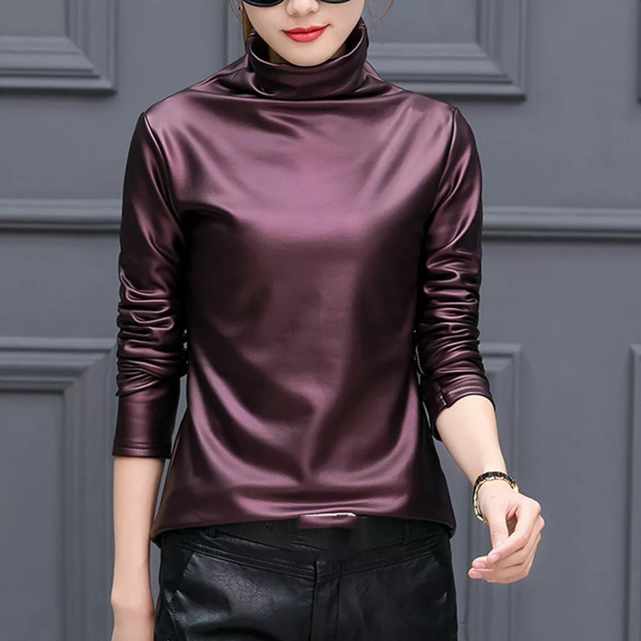 Midnight Faux Leather High-Neck