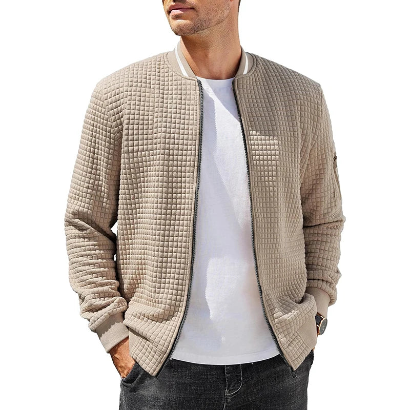 Henley Waffle Zip Bomber