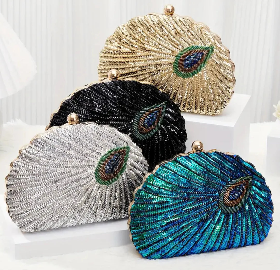 Peacock Sequin Clutch Bag