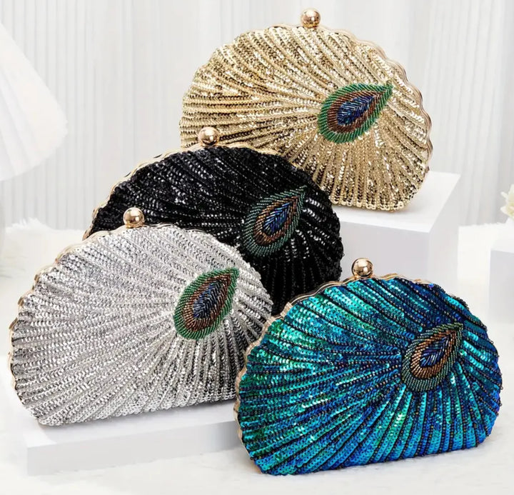 Peacock Sequin Clutch Bag