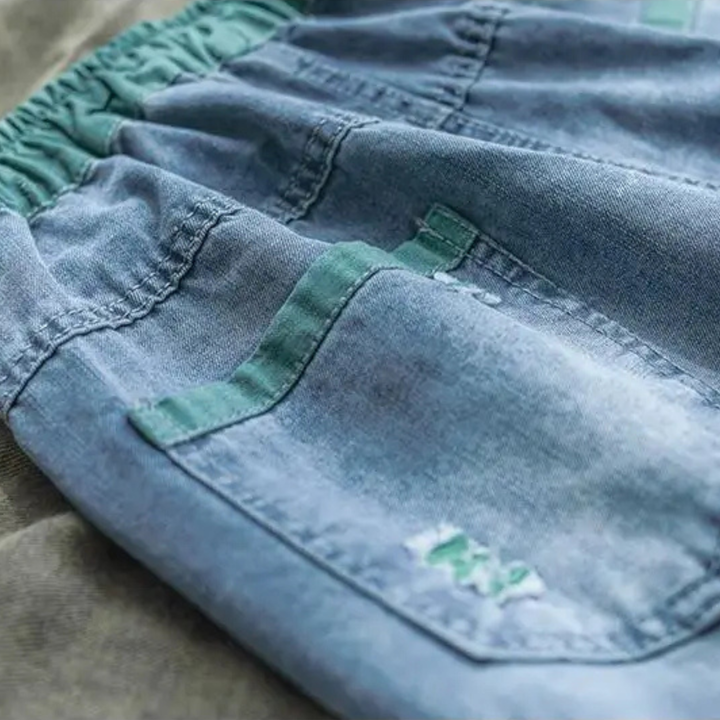 Contrast Denim Harem Pant