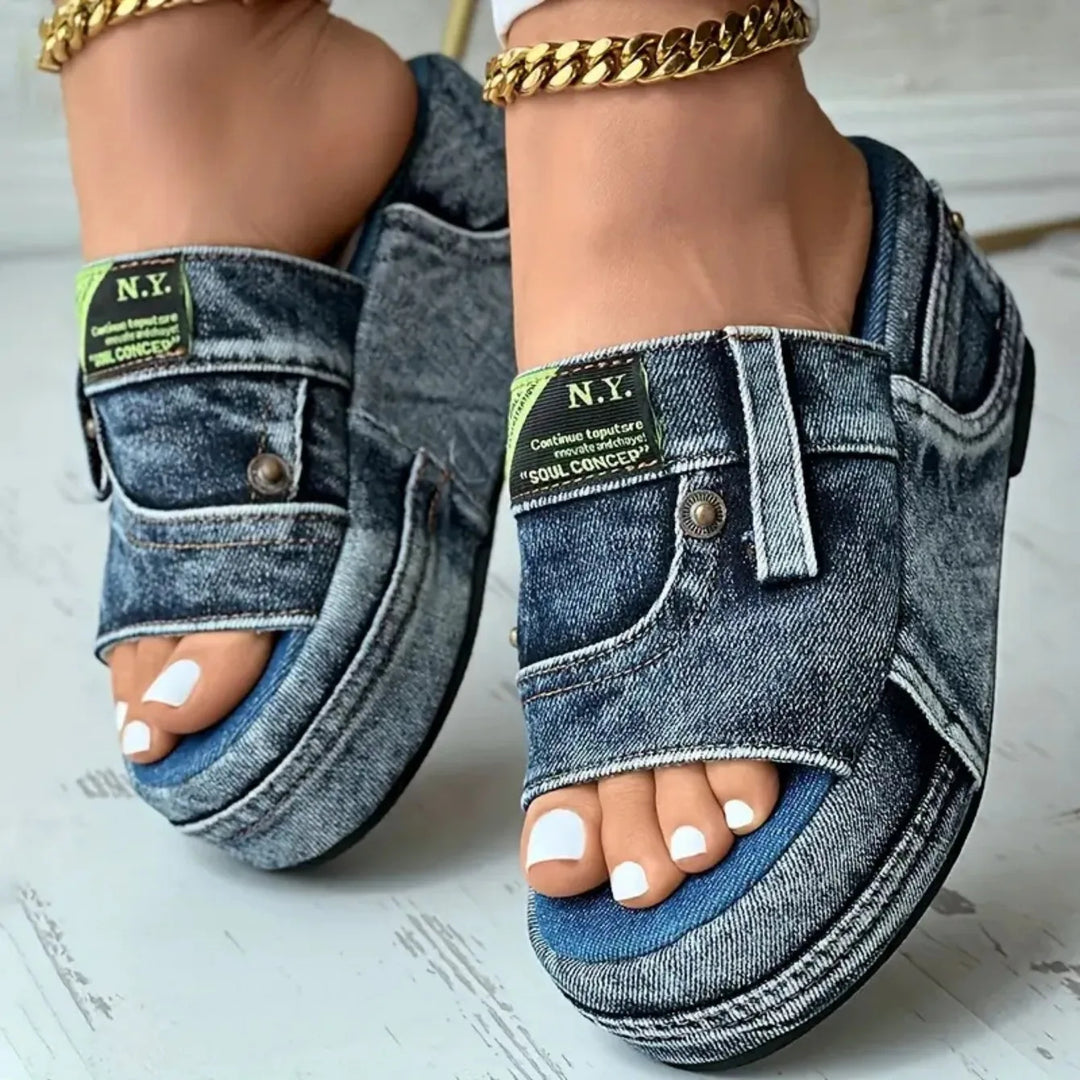 District Denim Platform Wedge