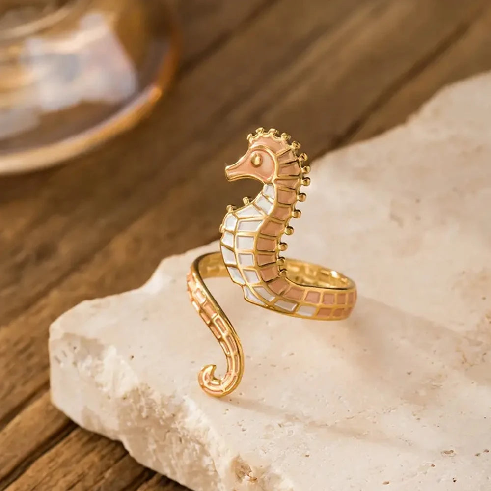 Iridescent Seahorse Wrap Ring