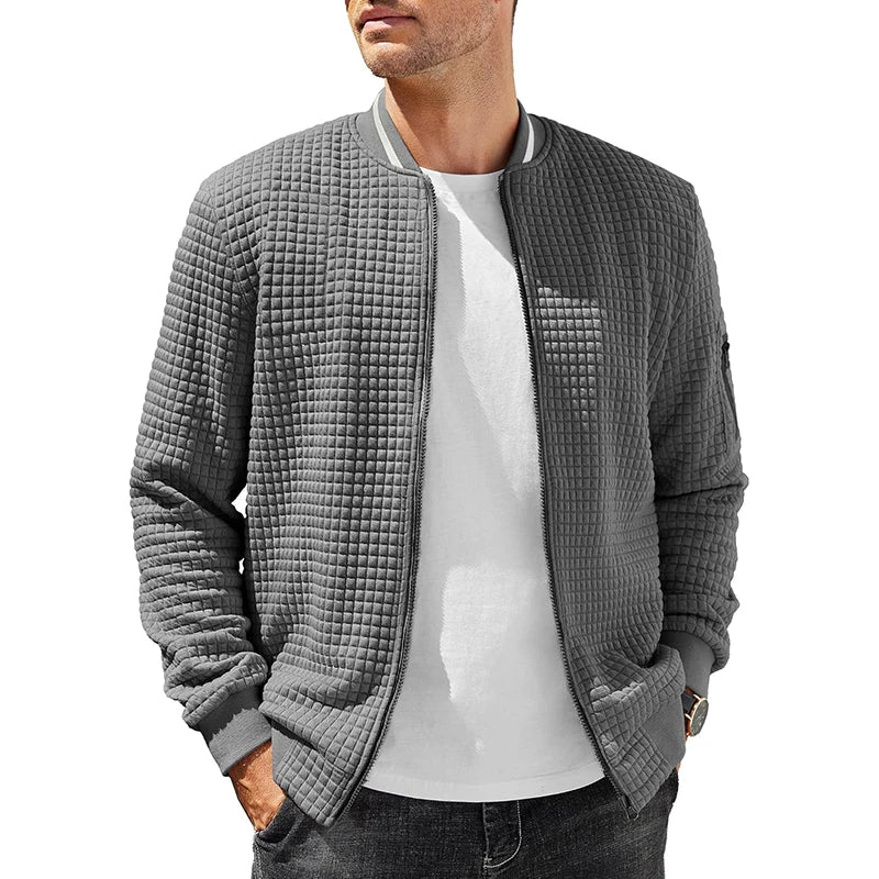 Henley Waffle Zip Bomber