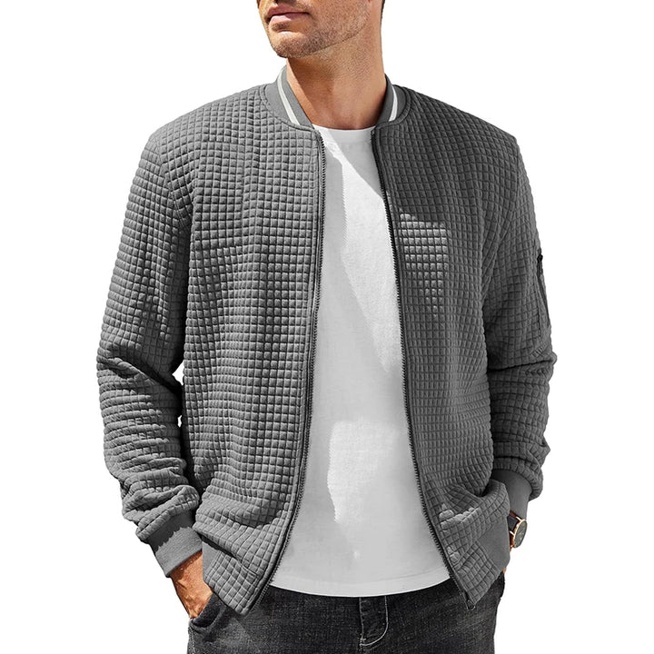 Henley Waffle Zip Bomber