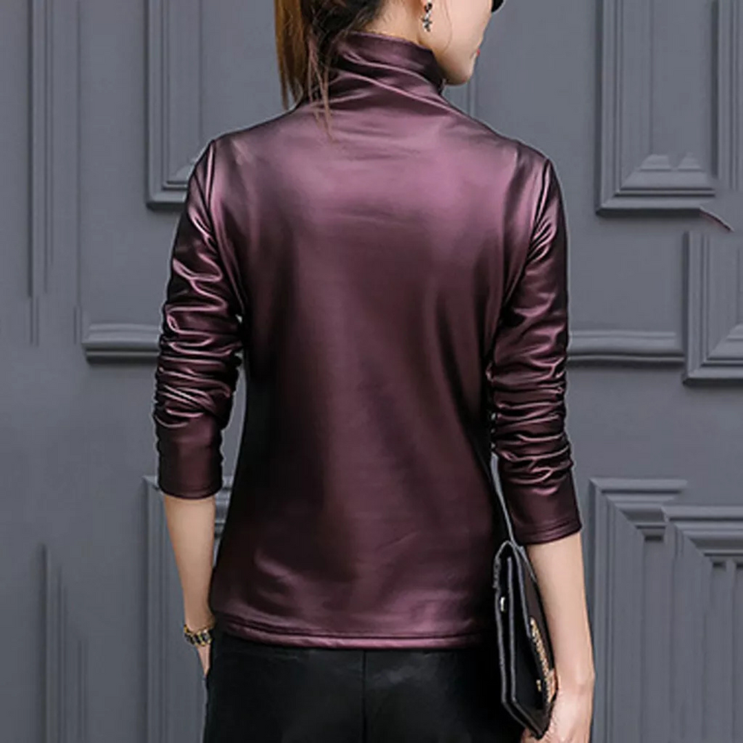 Midnight Faux Leather High-Neck