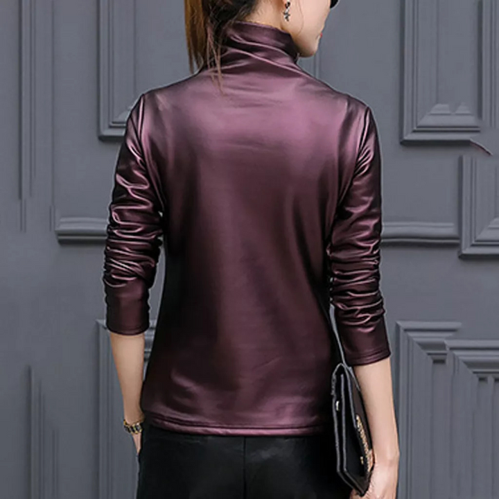 Midnight Faux Leather High-Neck