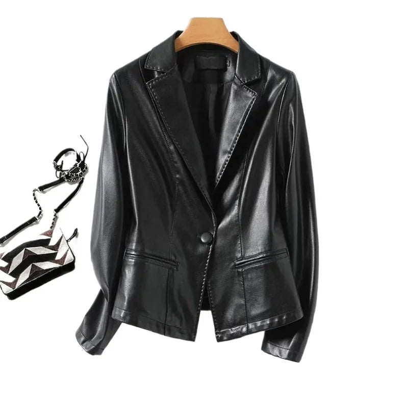 Victoria Faux Leather Blazer