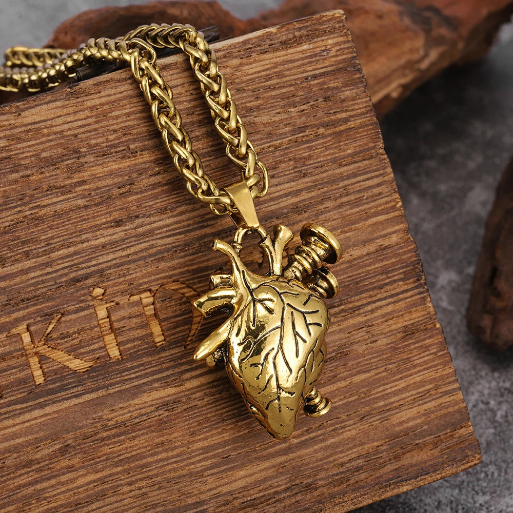 Steel Heart Pendant Necklace
