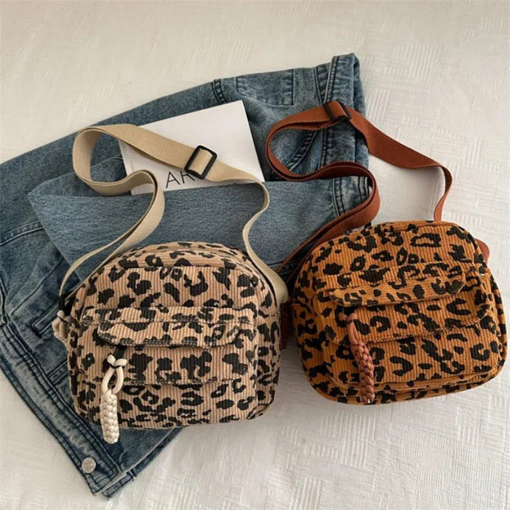 Cheetah Corduroy Crossbody Bag