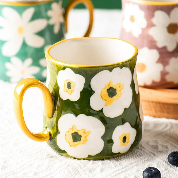 Daisy Glazed Ceramic Mug