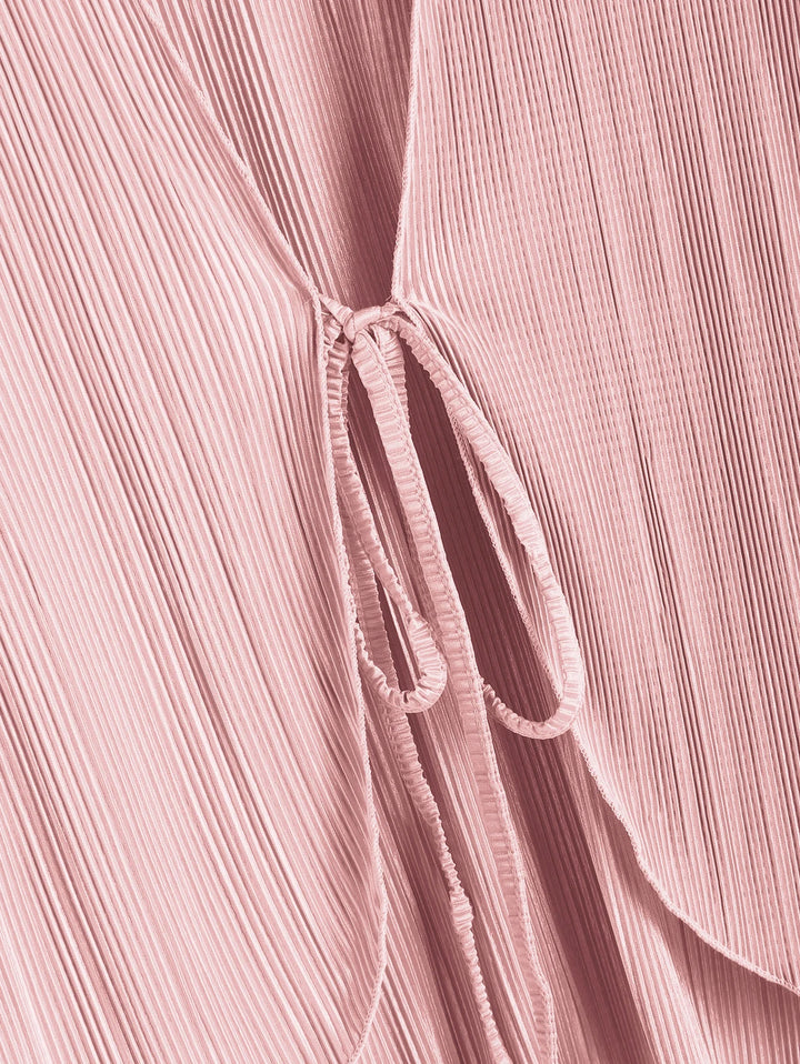 Pleated Tie-Front Blouse