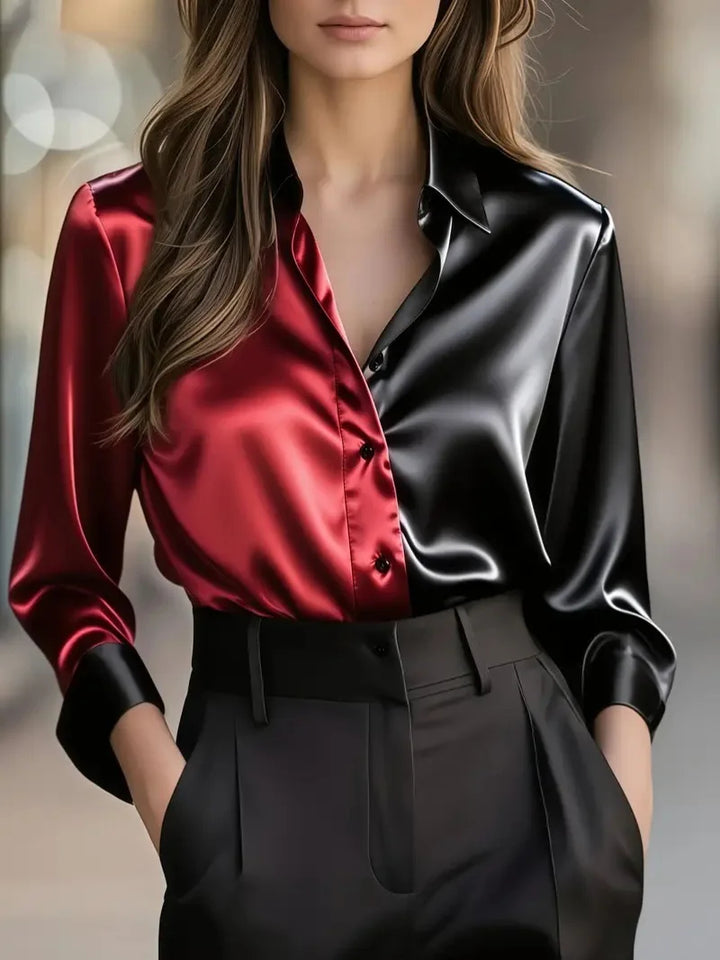 Seren Dual-Tone Satin Blouse