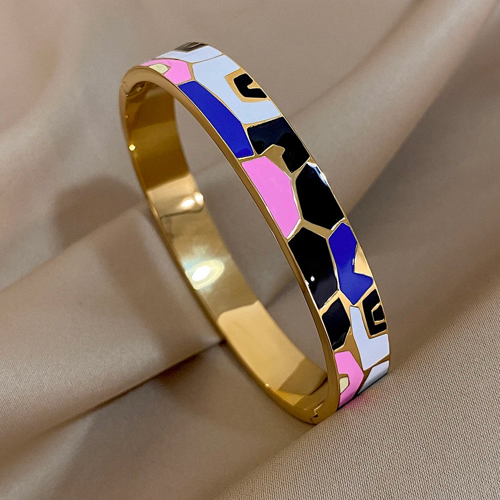 Mosaic Abstract Enamel Bangle