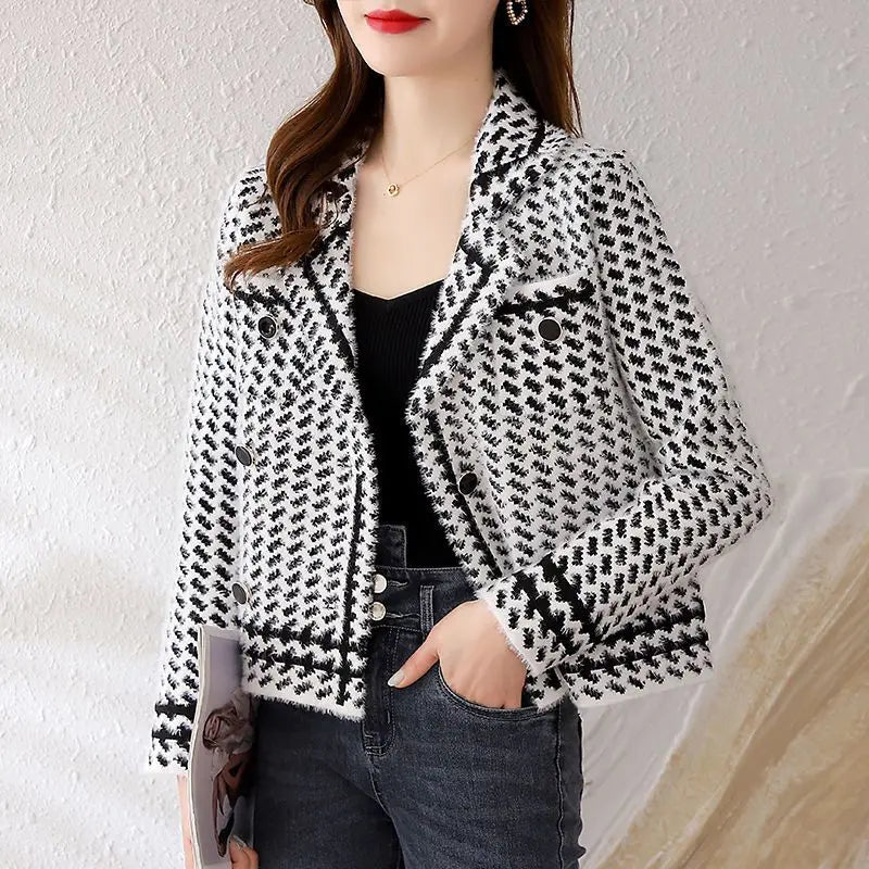 Milanese Houndstooth Tweed Blazer