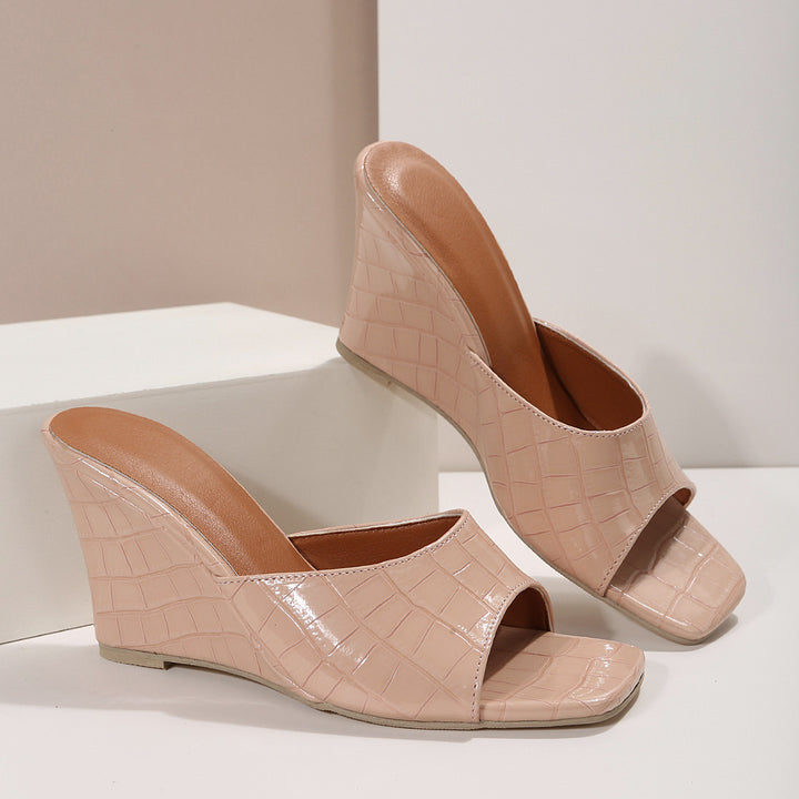 Estelle Faux Snake Leather Wedges