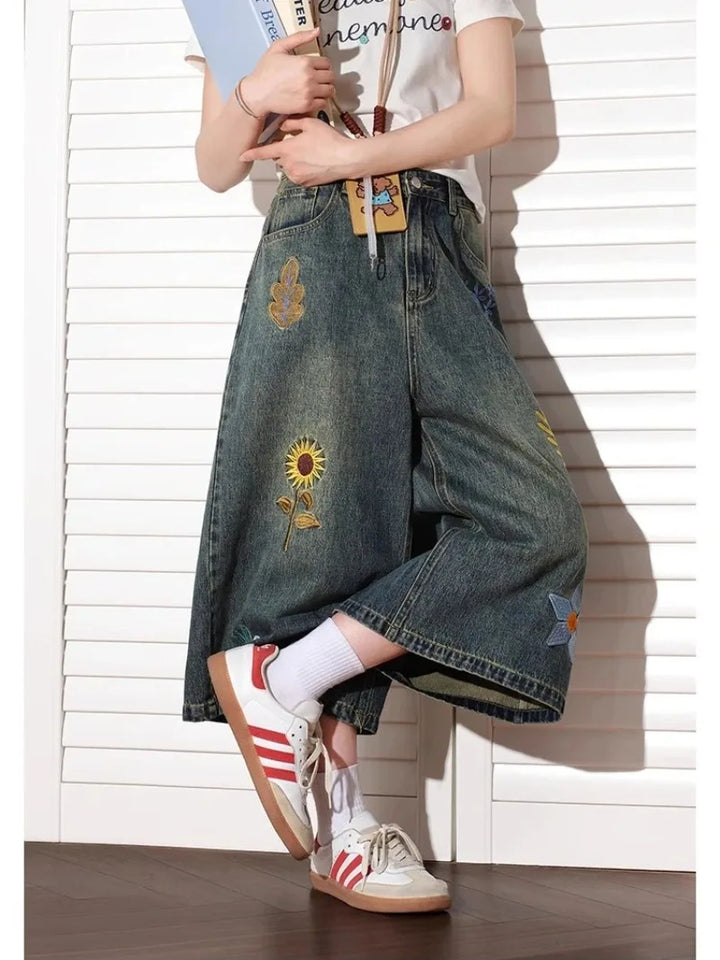Patch & Petal Wide-Leg Denim Culotte