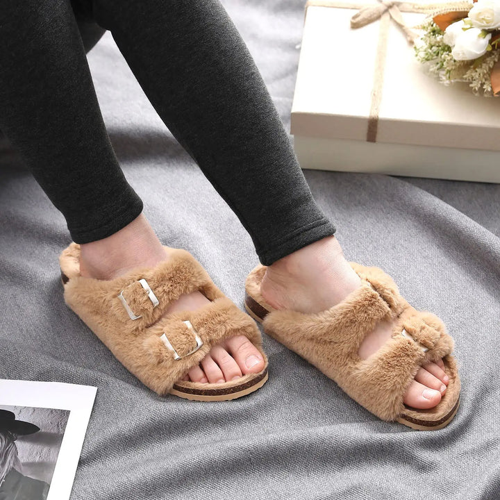 Belle Maison Faux Fur Slides