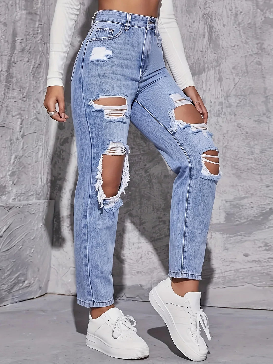 Rebel Distressed High-Rise Jean