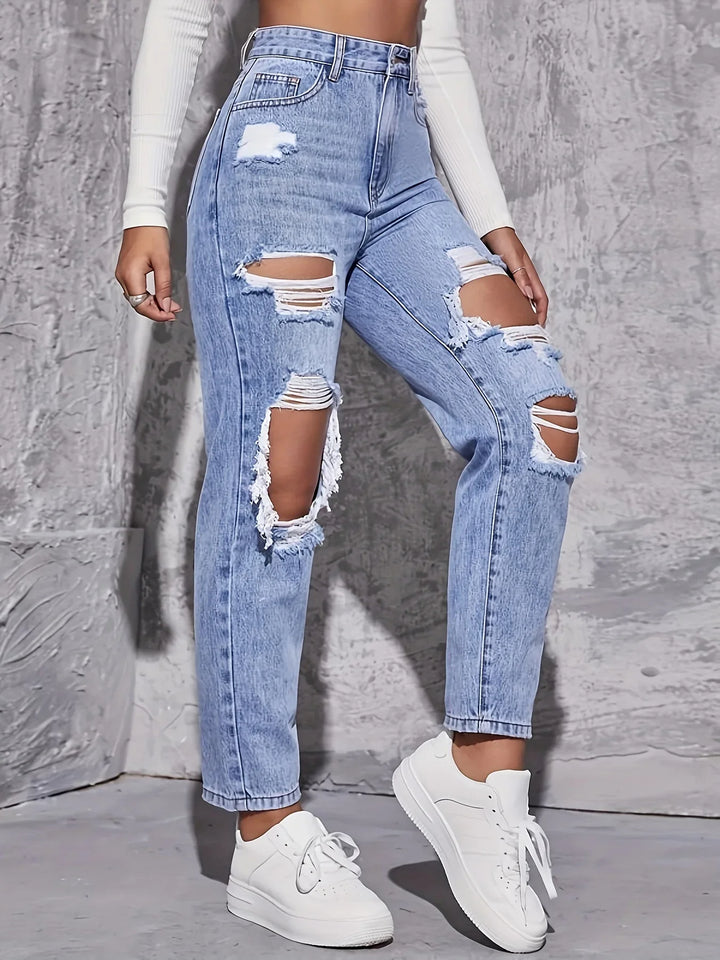 Rebel Distressed High-Rise Jean