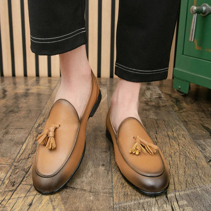 Lorenzo Burnished Tassel Loafer